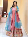 MODERN CHINON THREAD WITH SEQUENCE WORK GOWN BOTTOM WITH DUPATTA BABY PINK