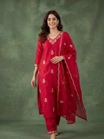 MODERN COTTON BLEND EMBROIDERY WORK TOP BOTTOM WITH DUPATTA RANI