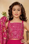 MODERN CREPE EMBROIDERY WORK KID’S BLOUSE KOTI WITH PALAZZO SET FESTIVE WEAR WHOLESALE PRICE ETHNIC GARMENT (8)