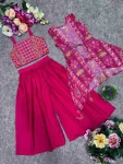 MODERN CREPE EMBROIDERY WORK KID’S BLOUSE KOTI WITH PALAZZO SET FESTIVE WEAR WHOLESALE PRICE ETHNIC GARMENT (8)