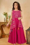 MODERN CREPE EMBROIDERY WORK KID’S BLOUSE KOTI WITH PALAZZO SET FESTIVE WEAR WHOLESALE PRICE ETHNIC GARMENT (8)