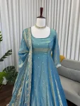 MODERN FENDY SILK THREAD WITH SEQUNCE WORK GOWN PALAZZO WITH DUPATTA PARTY WEAR WHOLESALE PRICE ETHNIC GARMENT (5)