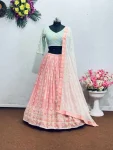 MODERN GEORGETTE EMBROIDERED SEQUENCE WORK LEHENGA CHOLI WITH DUPATTA BABY PINK