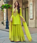 MODERN GEORGETTE EMBROIDERY CODING SEQUENCE WORK WITH FANCY LATKAN WORK TOP SHARARA WITH DUPATTA FESTIVE WEAR WHOLESALE PRICE ETHNIC GARMENT (2)