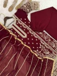 MODERN GEORGETTE EMBROIDERY SEQUENCE WORK WITH CUT WORK TOP PALAZZO WITH DUPATTA FESTIVE WEAR WHOLESALE PRICE ETHNIC GARMENT (9)
