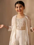 MODERN GEORGETTE EMBROIDERY WORK KID’S TOP PALAZZO WITH SHRUG PARTY WEAR WHOLESALE PRICE ETHNIC GARMENT (2)