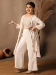 MODERN GEORGETTE EMBROIDERY WORK KID’S TOP PALAZZO WITH SHRUG PARTY WEAR WHOLESALE PRICE ETHNIC GARMENT (2)