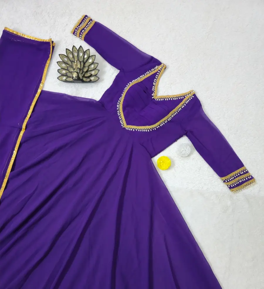 MODERN GEORGETTE HAND WOVEN LACE WORK GOWN WITH DUPATTA PARTY WEAR WHOLESALE PRICE ETHNIC GARMENT (9)