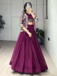MODERN GEORGETTE PLAIN LEHENGA WITH FOIL PRINTED CHOLI AND KOTI PARTY WEAR WHOLESALE PRICE ETHNIC GARMENT (4)