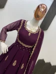 MODERN GEORGETTE SEQUENCE EMBROIDERY WORK GOWN WITH DUPATTA FESTIVE WEAR WHOLESALE PRICE ETHNIC GARMENT (2)