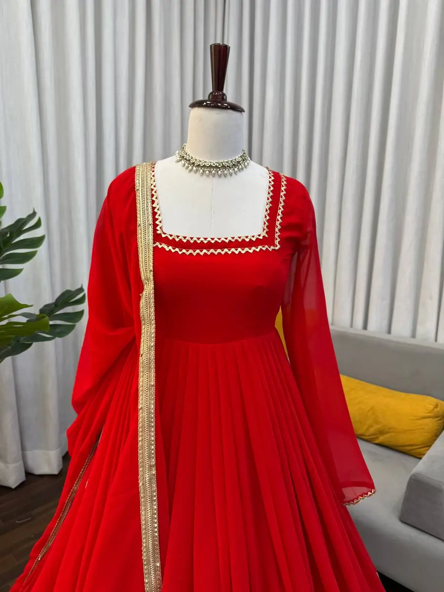 MODERN GEORGETTE THREAD WITH SEQUENCE WORK GOWN BOTTOM WITH DUPATTA FESTIVE WEAR WHOLESALE PRICE ETHNIC GARMENT (3)