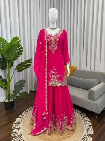 MODERN GEORGETTE THREAD WITH SEQUENCE WORK TOP PALAZZO WITH DUPATTA RANI