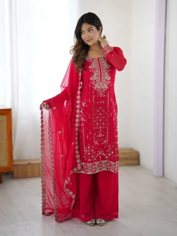 MODERN GEORGETTE THREAD WITH SEQUENCE WORK TOP PALAZZO WITH DUPATTA RANI