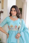 MODERN GOLD CRUSH MULTI THREAD EMBROIDERY ZARI SEQUENCE-WORK TOP LEHENGA WITH DUPATTA WEDDING WEAR WHOLESALE PRICE ETHNIC GARMENT (7)
