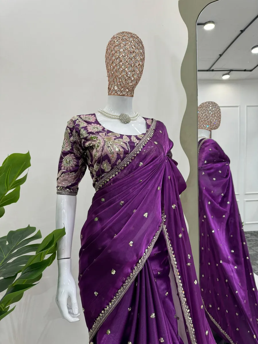 MODERN JC SILK EMBROIDERY ZARI AND SEQUENCE WORK WITH HEAVY WORK BORDER WORK SAREE WITH UNSTITCHED BLOUSE PARTY WEAR WHOLESALE PRICE ETHNIC GARMENT (18).webp