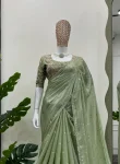 MODERN JC SILK EMBROIDERY ZARI AND SEQUENCE WORK WITH HEAVY WORK BORDER WORK SAREE WITH UNSTITCHED BLOUSE PARTY WEAR WHOLESALE PRICE ETHNIC GARMENT (7)