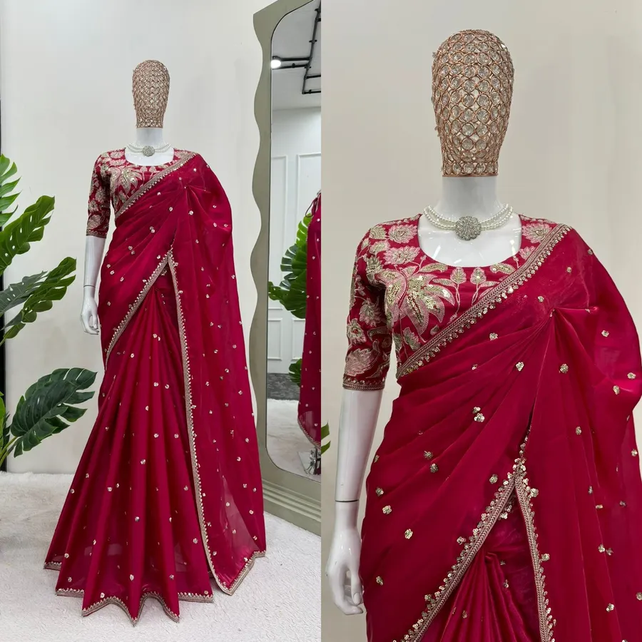 MODERN JC SILK EMBROIDERY ZARI AND SEQUENCE WORK WITH HEAVY WORK BORDER WORK SAREE WITH UNSTITCHED BLOUSE PARTY WEAR WHOLESALE PRICE ETHNIC GARMENT (9).webp