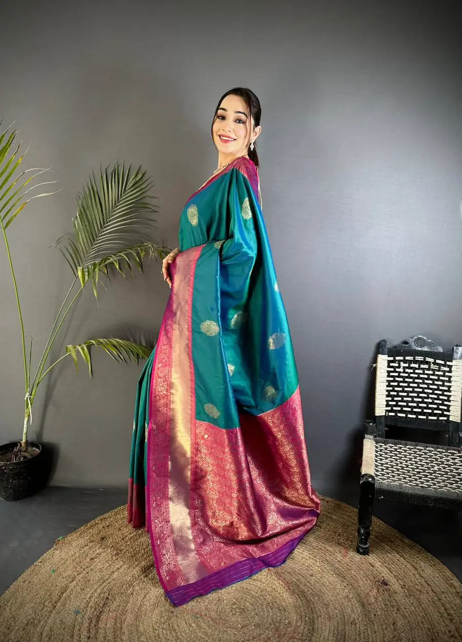 MODERN KANJIVARAM SILK COPPER ZARI JAAL WEAVES WITH RICH PALLU WORK SAREE WITH UNSTITCHED BLOUSE FESTIVE WEAR WHOLESALE PRICE ETHNIC GARMENT (2)
