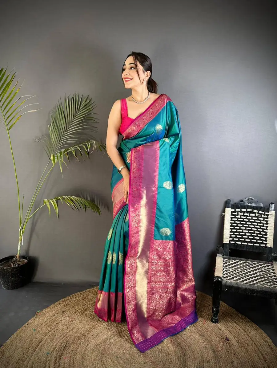 MODERN KANJIVARAM SILK COPPER ZARI JAAL WEAVES WITH RICH PALLU WORK SAREE WITH UNSTITCHED BLOUSE FESTIVE WEAR WHOLESALE PRICE ETHNIC GARMENT (3)