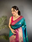 MODERN KANJIVARAM SILK COPPER ZARI JAAL WEAVES WITH RICH PALLU WORK SAREE WITH UNSTITCHED BLOUSE FESTIVE WEAR WHOLESALE PRICE ETHNIC GARMENT (3)