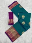 MODERN KANJIVARAM SILK COPPER ZARI JAAL WEAVES WITH RICH PALLU WORK SAREE WITH UNSTITCHED BLOUSE FESTIVE WEAR WHOLESALE PRICE ETHNIC GARMENT (3)