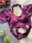 MODERN MALAI SATIN PLAIN STITCHED BLOUSE WINE