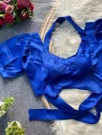 MODERN MALAI SATIN PLAIN STITCHED BLOUSE BLUE