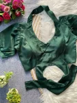 MODERN MALAI SATIN PLAIN STITCHED BLOUSE GREEN