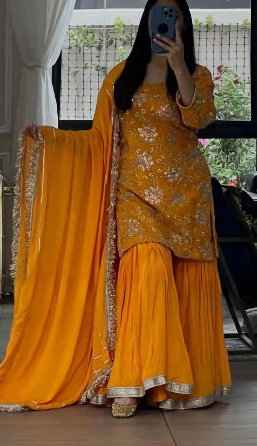MODERN NATURAL CREPE SEQUENCE EMBROIDERY WORK TOP SHARARA WITH DUPATTA FESTIVE WEAR WHOLESALE PRICE ETHNIC GARMENT (4)