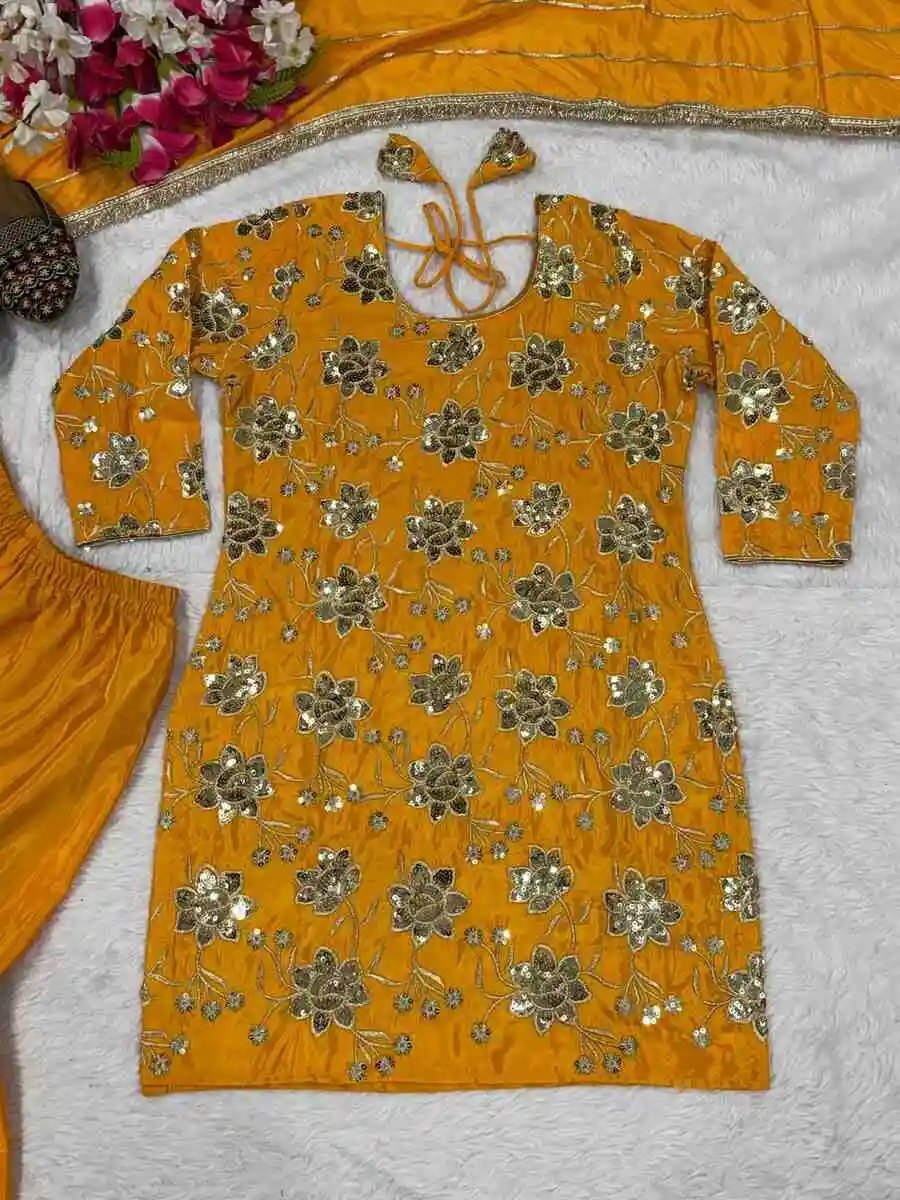 MODERN NATURAL CREPE SEQUENCE EMBROIDERY WORK TOP SHARARA WITH DUPATTA FESTIVE WEAR WHOLESALE PRICE ETHNIC GARMENT (7)