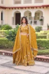 MODERN NC VICHITRA SILK SEQUENCE & ZARI EMBROIDERY WORK LEHENGA CHOLI WITH DUPATTA YELLOW