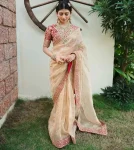 MODERN ORGANZA SEQUENCE AND DORI EMBROIDERY WORK SAREE WITH UNSTITCHED BLOUSE WEDDING WEAR WHOLESALE PRICE ETHNIC GARMENT (2)