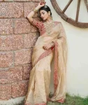 MODERN ORGANZA SEQUENCE AND DORI EMBROIDERY WORK SAREE WITH UNSTITCHED BLOUSE WEDDING WEAR WHOLESALE PRICE ETHNIC GARMENT (2)