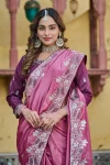 MODERN PURE SILK THREAD & SEQUENCE EMBROIDERY WORK SAREE WITH UNSTITCHED BLOUSE WEDDING WEAR WHOLESALE PRICE ETHNIC GARMENT (7)