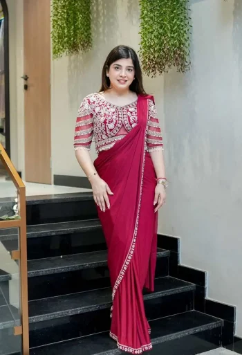 MODERN RANGOLI SILK EMBROIDERY SEQUENCE WORK READY TO WEAR SAREE WITH STITCHED BLOUSE RANI