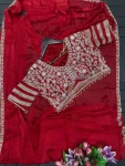 MODERN RANGOLI SILK EMBROIDERY SEQUENCE WORK READY TO WEAR SAREE WITH STITCHED BLOUSE PARTY WEAR WHOLESALE PRICE ETHNIC GARMENT (5)