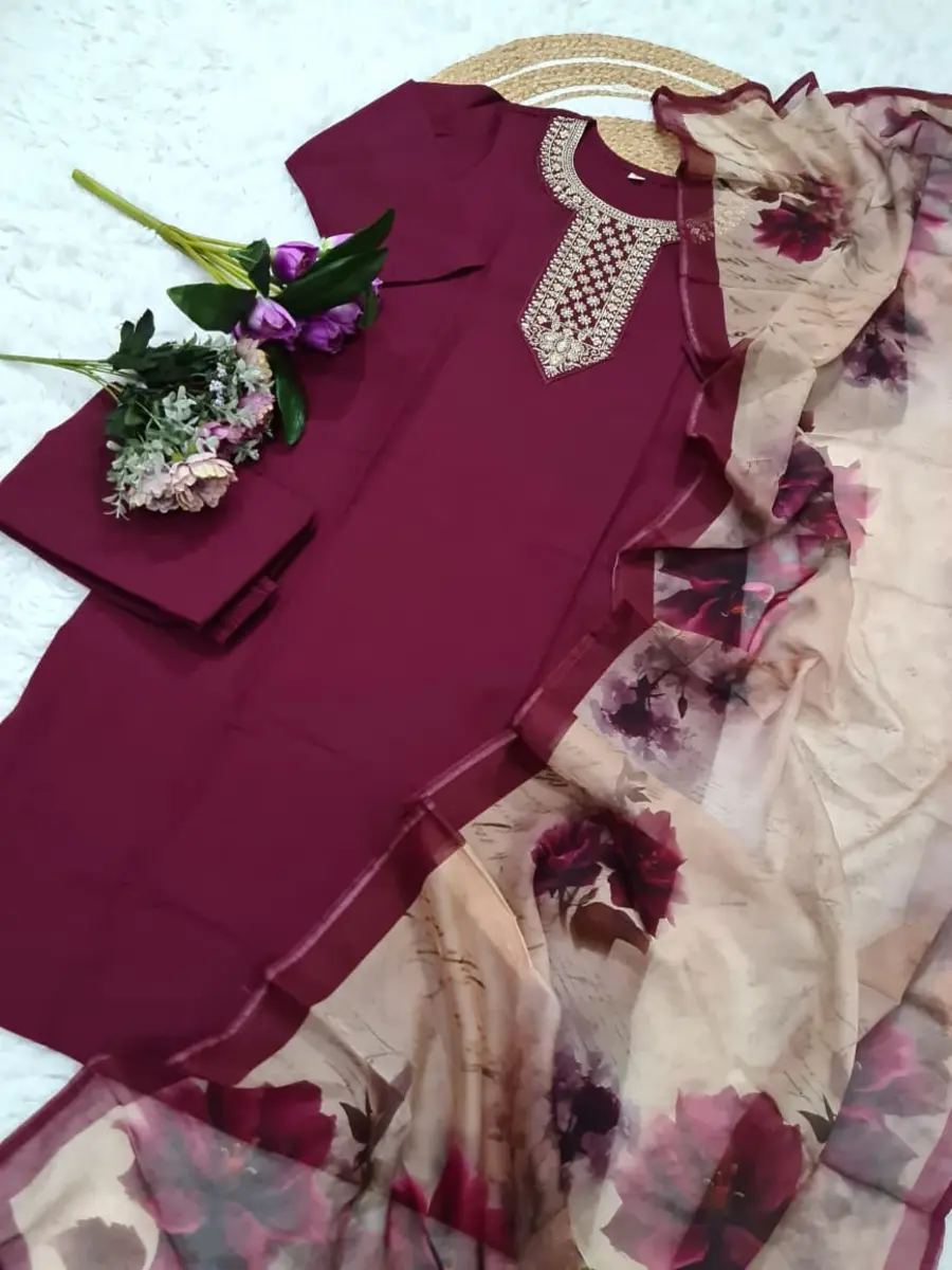 MODERN RAYON SEQUENCE CODING EMBROIDERY WORK TOP BOTTOM WITH DUPATTA FESTIVE WEAR WHOLESALE PRICE ETHNIC GARMENT (1)