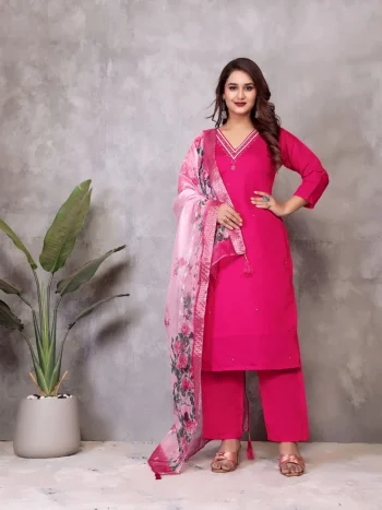 MODERN ROMAN SILK HANDWORK TOP BOTTOM WITH DUPATTA RANI