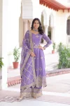 MODERN SILVER CRUNCHY SEQUENCE EMBROIDERY WORK GOWN BOTTOM WITH DUPATTA LAVENDER