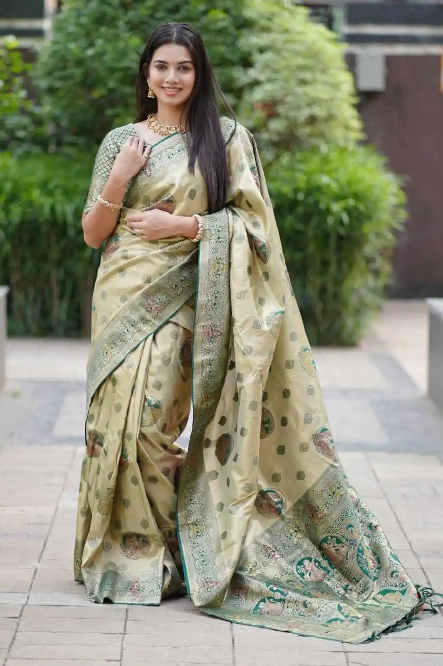MODERN SOFT SILK NYLON ZARI WAVING WITH MEENA KARI BORDER , 3D PALLU WORK SAREE WITH UNSTITCHED BLOUSE FESTIVE WEAR WHOLESALE PRICE ETHNIC GARMENT (6).jpg.webp