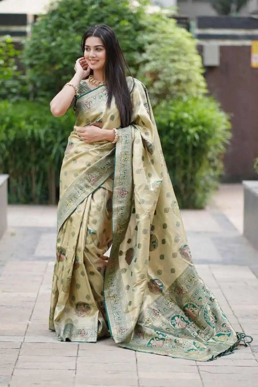 MODERN SOFT SILK NYLON ZARI WAVING WITH MEENA KARI BORDER , 3D PALLU WORK SAREE WITH UNSTITCHED BLOUSE FESTIVE WEAR WHOLESALE PRICE ETHNIC GARMENT (7).jpg.webp