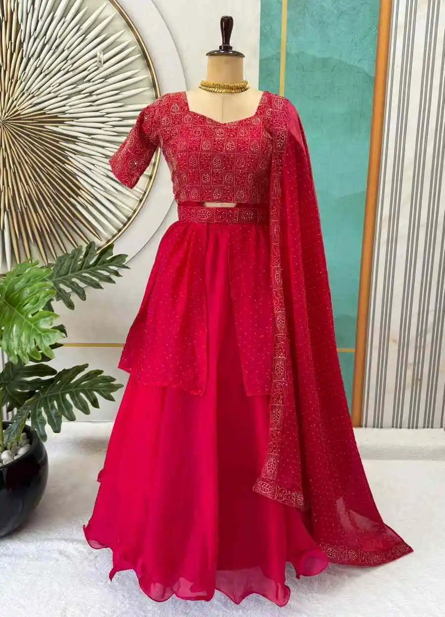 MODERN SPACE SILK SEQUENCE EMBROIDERY WORK LEHENGA CHOLI DUPATTA WITH WXTRA FRILL PARTY WEAR WHOLESALE PRICE ETHNIC GARMENT (13)