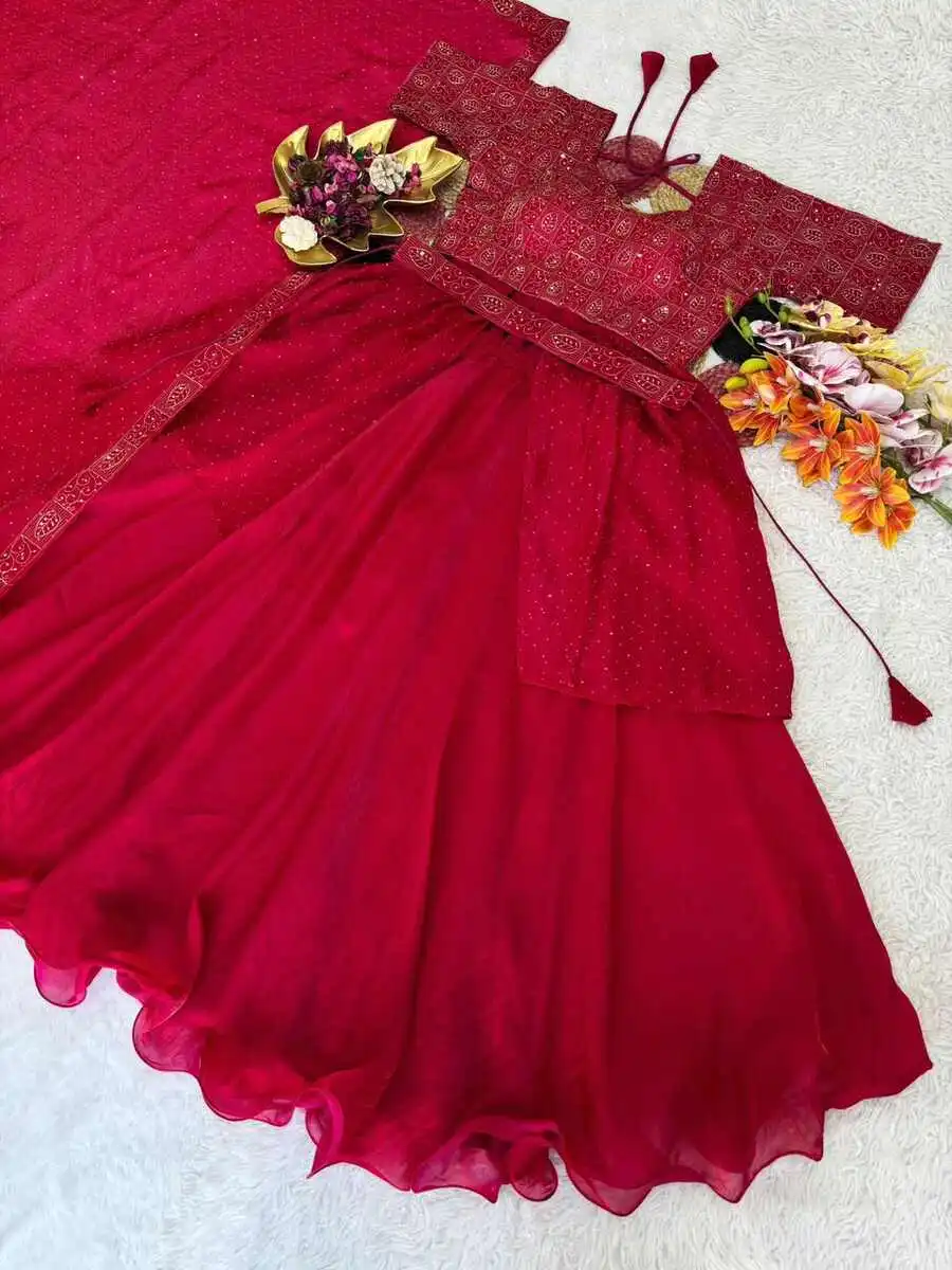 MODERN SPACE SILK SEQUENCE EMBROIDERY WORK LEHENGA CHOLI DUPATTA WITH WXTRA FRILL PARTY WEAR WHOLESALE PRICE ETHNIC GARMENT (18)