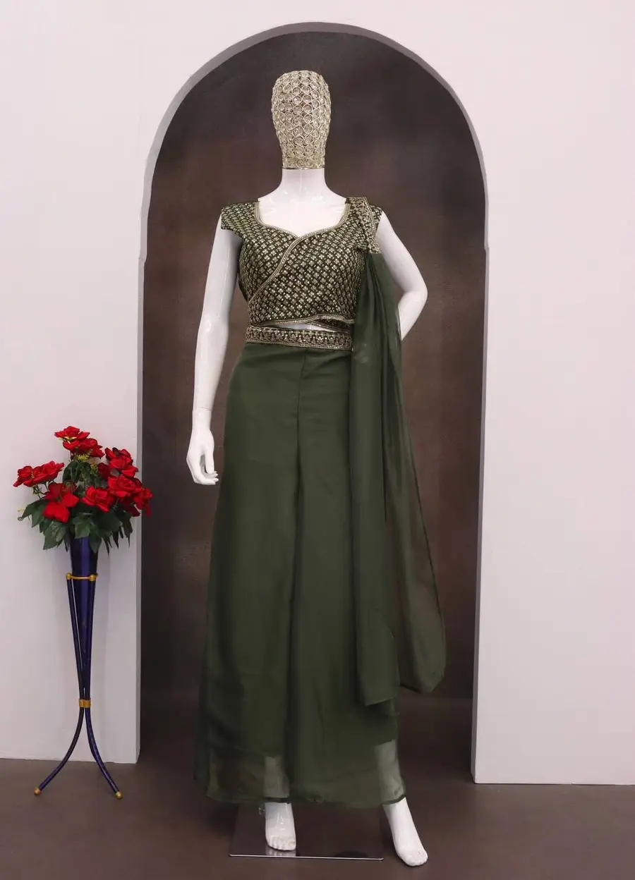 MODERN TABBY SILK EMBROIDERY SEQUENCE THREAD WORK BLOUSE PALAZZO WITH DUPATTA PARTY WEAR WHOLESALE PRICE ETHNIC GARMENT (11)