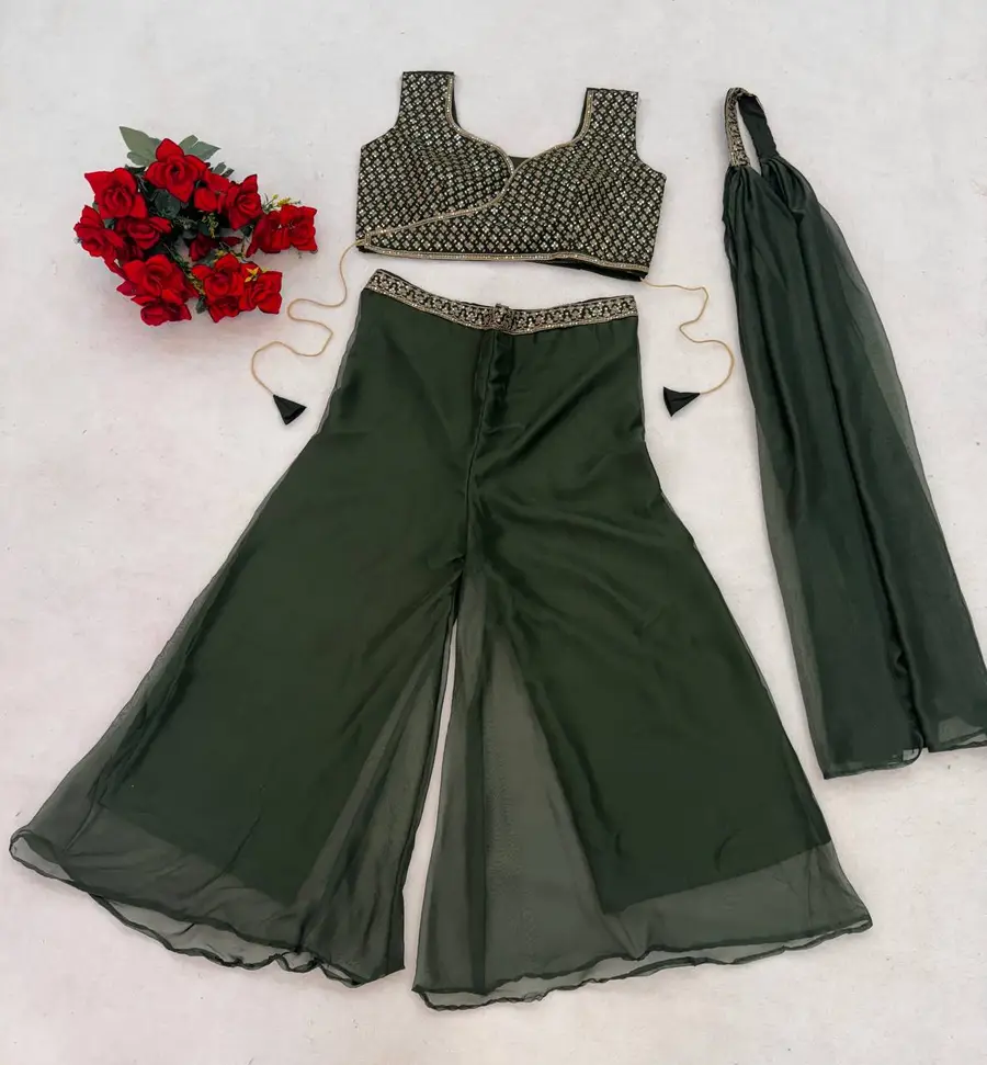 MODERN TABBY SILK EMBROIDERY SEQUENCE THREAD WORK BLOUSE PALAZZO WITH DUPATTA PARTY WEAR WHOLESALE PRICE ETHNIC GARMENT (14)