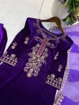 MODERN VELVET CODING SEQUENCE EMBROIDERY WORK TOP PALAZZO WITH DUPATTA FESTIVE WEAR WHOLESALE PRICE ETHNIC GARMENT (4)