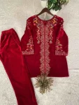 MODERN VELVET EMBROIDERY WORK CO-ORD SET FESTIVE WEAR WHOLESALE PRICE ETHNIC GARMENT