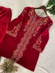 MODERN VELVET EMBROIDERY WORK CO-ORD SET FESTIVE WEAR WHOLESALE PRICE ETHNIC GARMENT