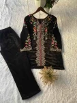 MODERN VELVET EMBROIDERY WORK CO-ORD SET FESTIVE WEAR WHOLESALE PRICE ETHNIC GARMENT (3)