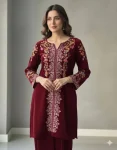 MODERN VELVET EMBROIDERY WORK CO-ORD SET FESTIVE WEAR WHOLESALE PRICE ETHNIC GARMENT